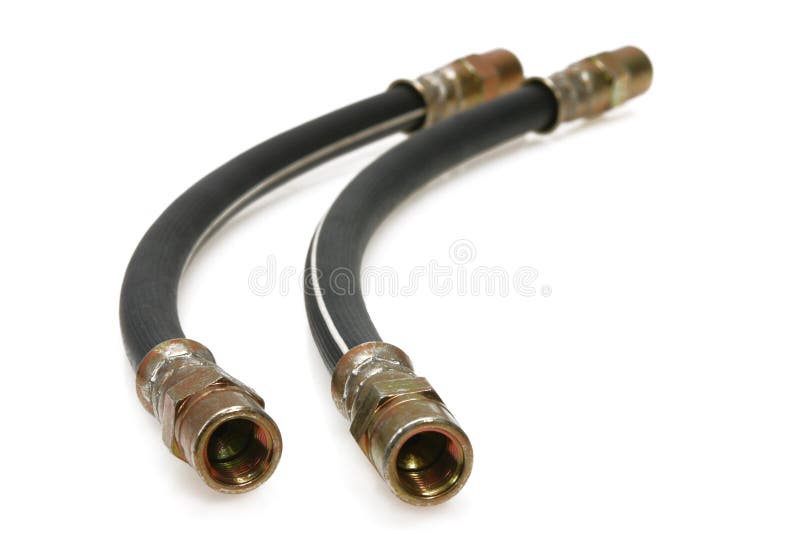 Two black tube connectors lay side by side and are isolated on white. Two black tube connectors lay side by side and are isolated on white.