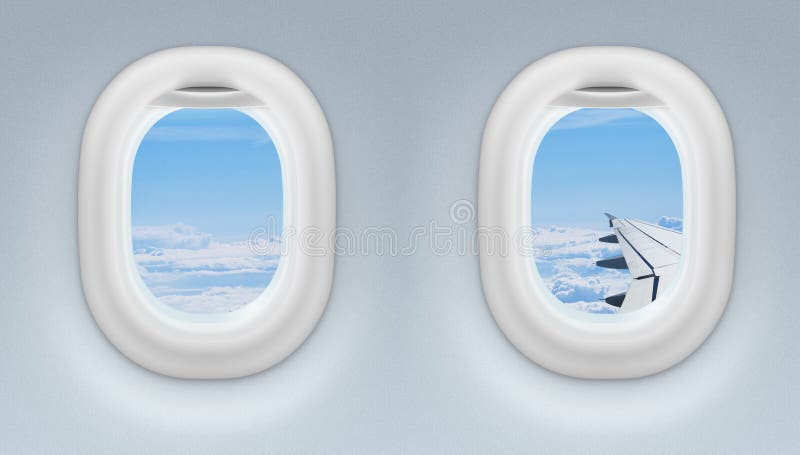 Due finestre del getto o dell'aeroplano immagine stock Due finestre del getto o dell'aeroplano immagine stock