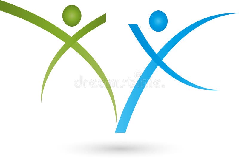 Due genti nel logo di moto, di sport e di forma fisica illustrazione di stock Due genti nel logo di moto, di sport e di forma fisica illustrazione di stock