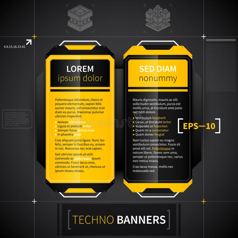 Due insegne verticali nello stile techno Utile per web design o la pubblicità illustrazione di stock Due insegne verticali nello stile techno Utile per web design o la pubblicità illustrazione di stock