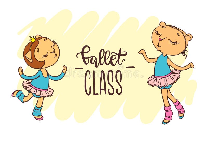 Due piccole ballerine sveglie in tutu di balletti Iscrizione: balletto illustrazione vettoriale Due piccole ballerine sveglie in tutu di balletti Iscrizione: balletto illustrazione vettoriale
