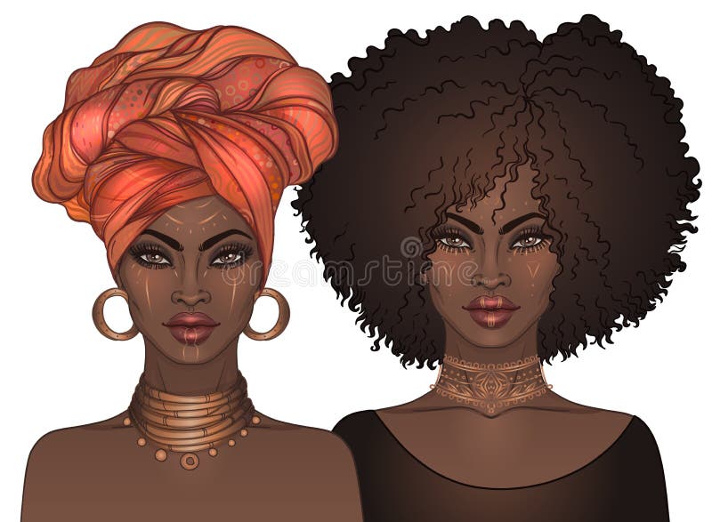 Due ragazze graziose afroamericane con le labbra lucide Illus di vettore royalty illustrazione gratis Due ragazze graziose afroamericane con le labbra lucide Illus di vettore royalty illustrazione gratis