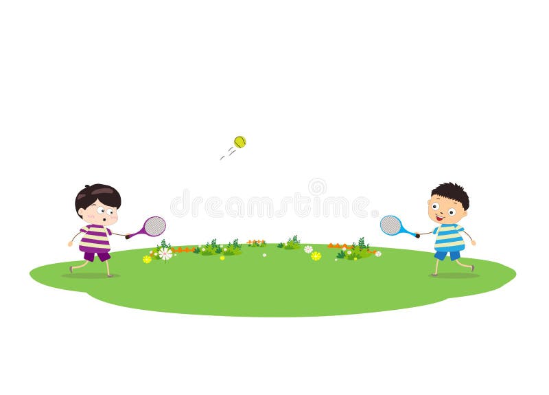 Due ragazzi che giocano tennis illustrazione di stock Due ragazzi che giocano tennis illustrazione di stock