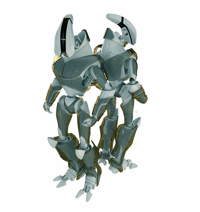 Due robot di nuovo alla parte posteriore illustrazione vettoriale Due robot di nuovo alla parte posteriore illustrazione vettoriale