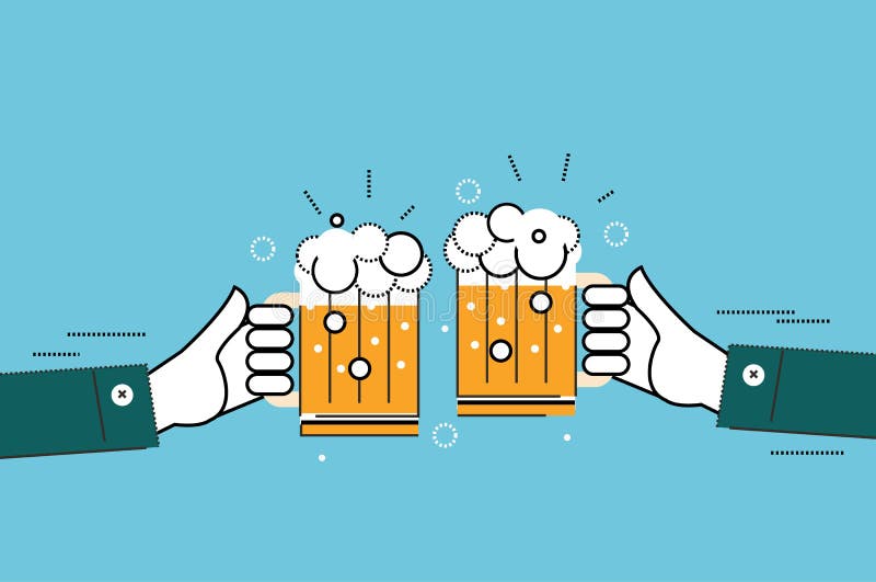 Due uomini d'affari che tostano i vetri di birra illustrazione vettoriale Due uomini d'affari che tostano i vetri di birra illustrazione vettoriale