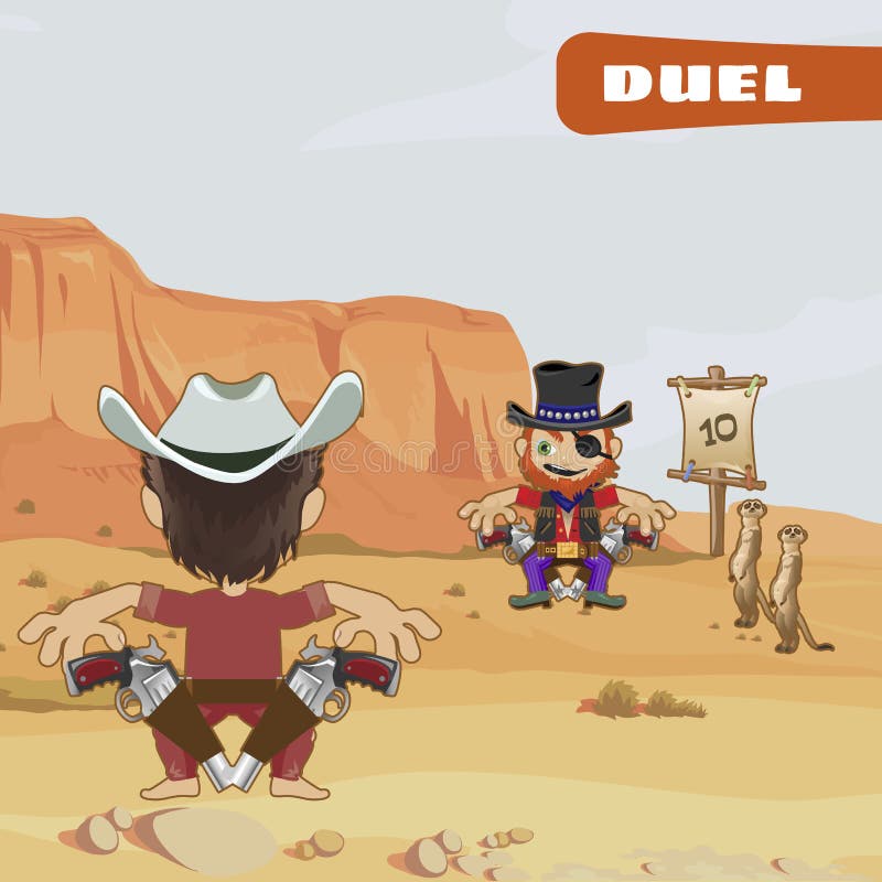 Duel between Two Guys Characters of the Wild West Stock Vector Duel between Two Guys Characters of the Wild West Stock Vector