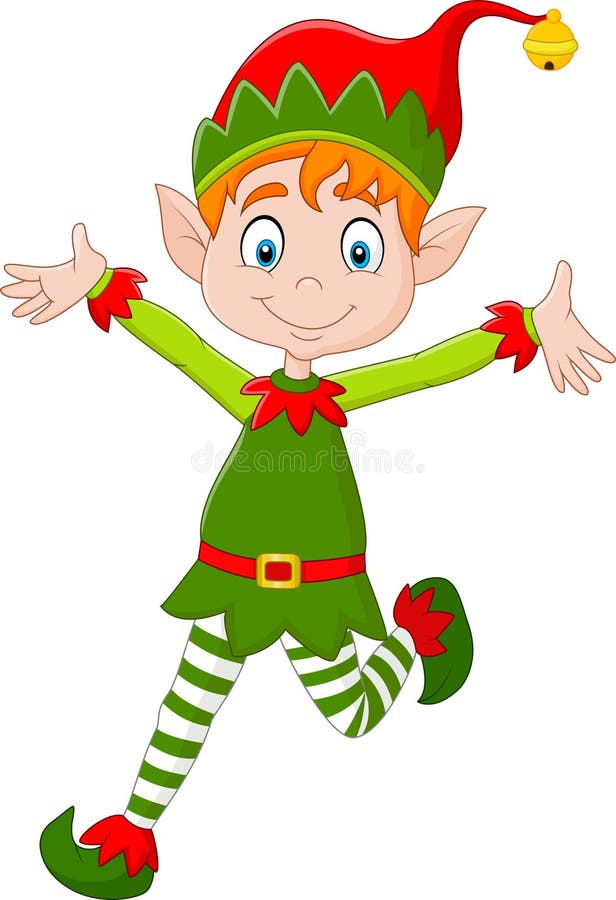 Illustration of Cartoon happy Christmas elf. Illustration of Cartoon happy Christmas elf