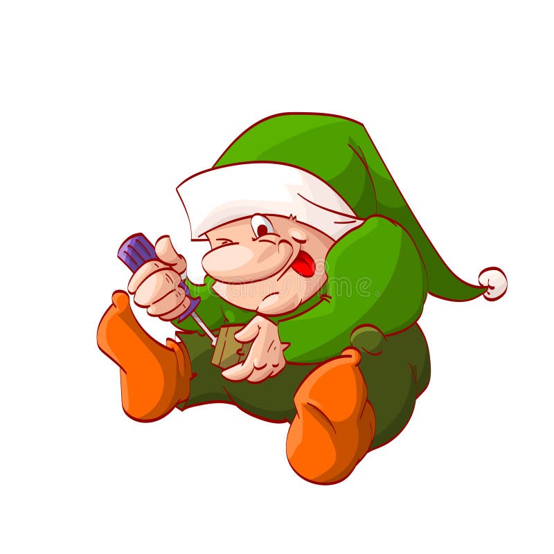 Duende ou anão do Natal dos desenhos animados ilustração royalty free Duende ou anão do Natal dos desenhos animados ilustração royalty free