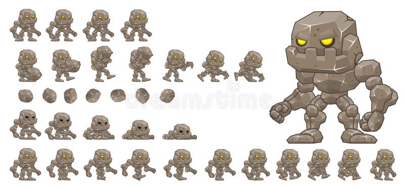 Duendes pequenos animados do caráter do Golem ilustração stock Duendes pequenos animados do caráter do Golem ilustração stock
