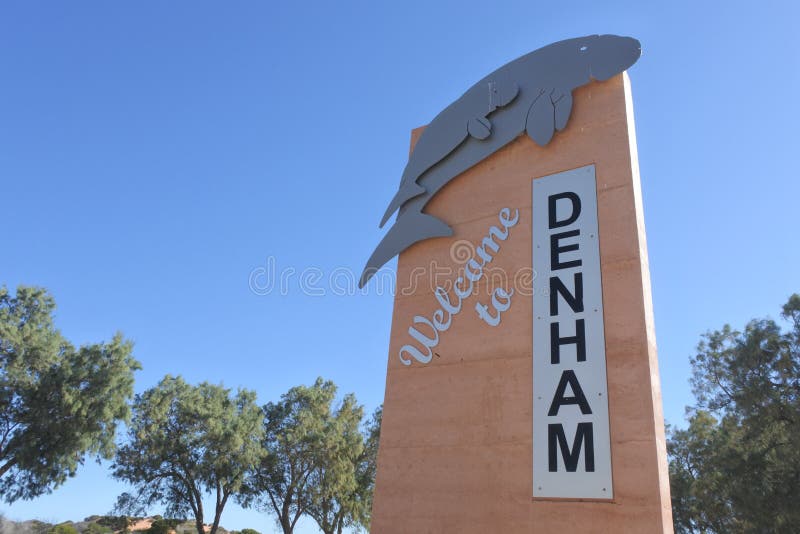 Dugongs on the Welcom to Denam road sign Shark Bay Western Australia