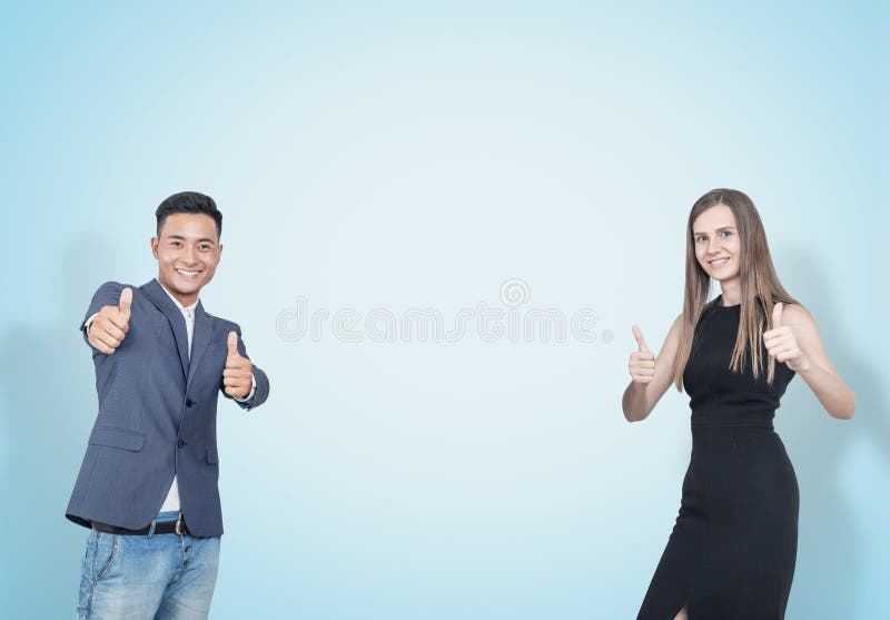 Duim op blauwe partners, stock fotografie Duim op blauwe partners, stock fotografie