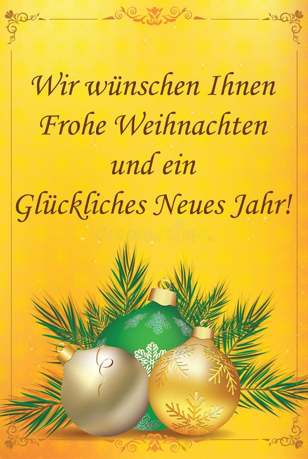 Duitse groetkaart met klassiek ontwerp - Vrolijke Kerstmis en Gelukkig Nieuwjaar vector illustratie Duitse groetkaart met klassiek ontwerp - Vrolijke Kerstmis en Gelukkig Nieuwjaar vector illustratie