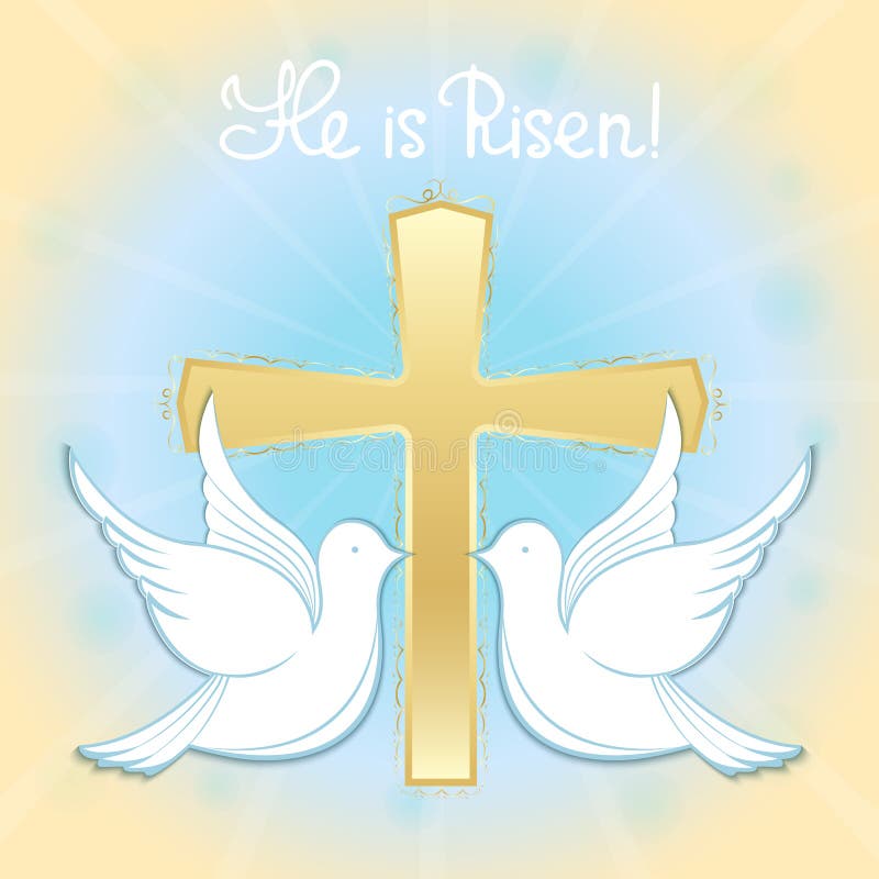 Duiven in de hemel tegen de achtergrond van het kruis Doopsel van Jesus Hand die is hij toegenomen van letters voorzien De groet vector illustratie Duiven in de hemel tegen de achtergrond van het kruis Doopsel van Jesus Hand die is hij toegenomen van letters voorzien De groet vector illustratie