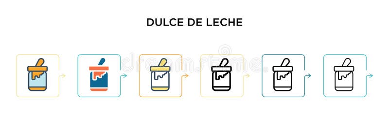 Dulce de leche vector icon in 6 different modern styles. Black, two colored dulce de leche icons designed in filled, outline, line and stroke style. Vector illustration can be used for web, mobile, ui