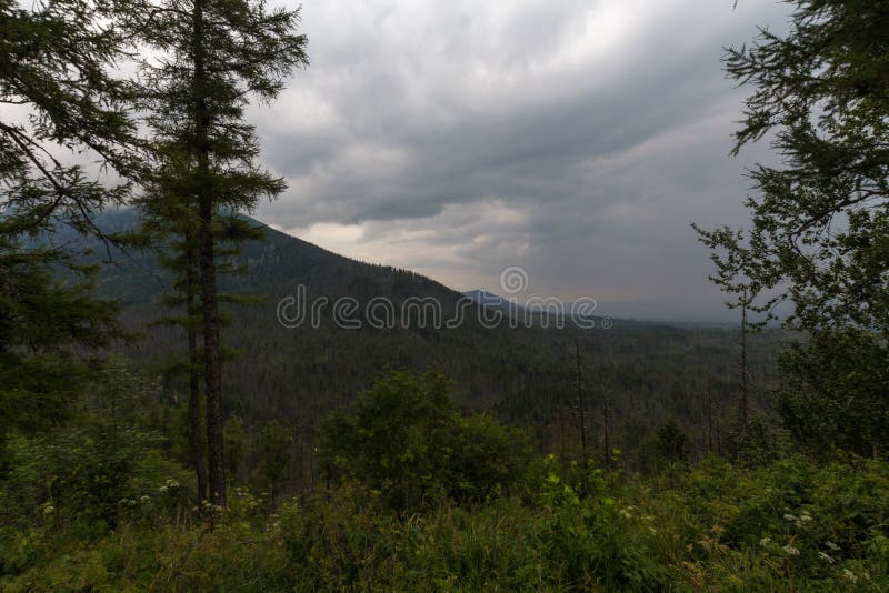 Dull sky in mountains