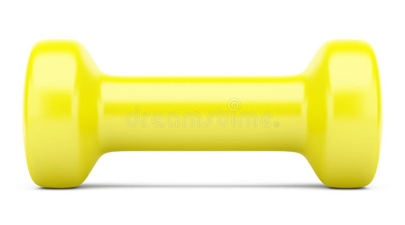 Dumbbell giallo isolato su bianco