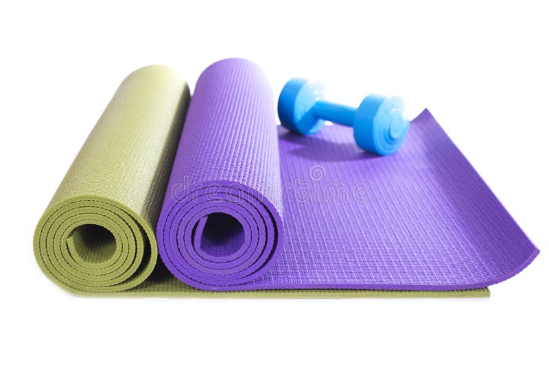 Red Dumbbell And Yoga Mat On Wooden Table, Fitness Healthy And Sport Concept Stock Image Image