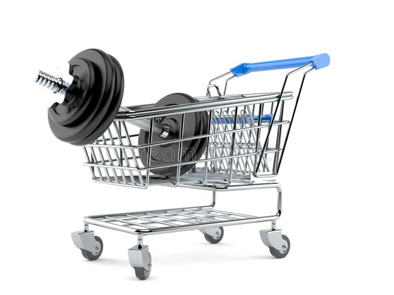 Dumbbell z wózek na zakupy ilustracja wektor Dumbbell z wózek na zakupy ilustracja wektor