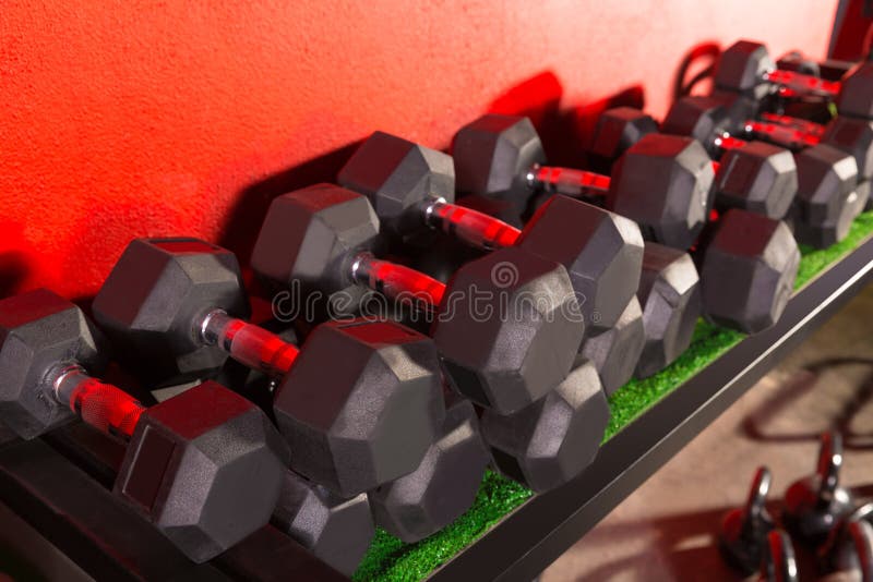 Dumbbells and Kettlebells weight training gym royalty free stock photography Dumbbells and Kettlebells weight training gym royalty free stock photography