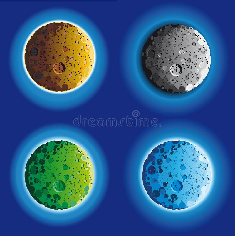 Four fool moon surface in different colors. Four fool moon surface in different colors