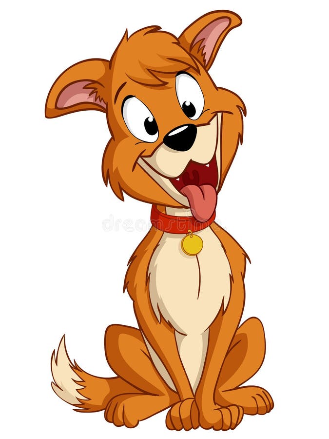 Dummer Hund der Karikatur mit rotem Kragen stock abbildung Dummer Hund der Karikatur mit rotem Kragen stock abbildung