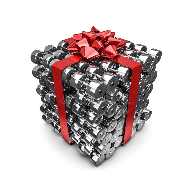 3D render gift wrapped dumbbells. 3D render gift wrapped dumbbells