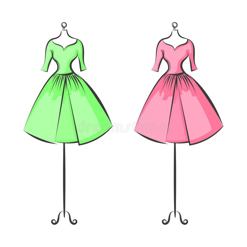 Dummy Dress Hand Drawing Illustration Vector Stock Vector ...