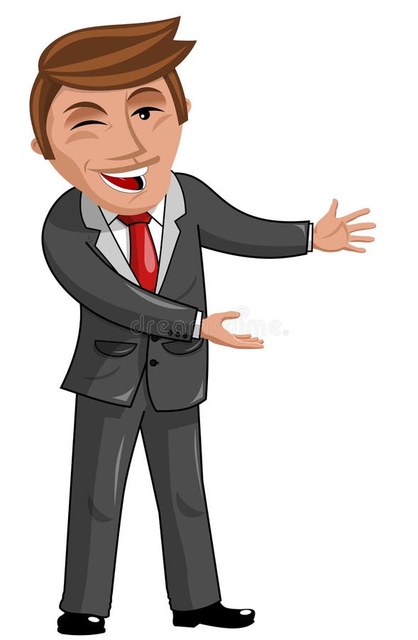 Dumny kreskówka biznesmena przedstawiać ilustracji Dumny kreskówka biznesmena przedstawiać ilustracji
