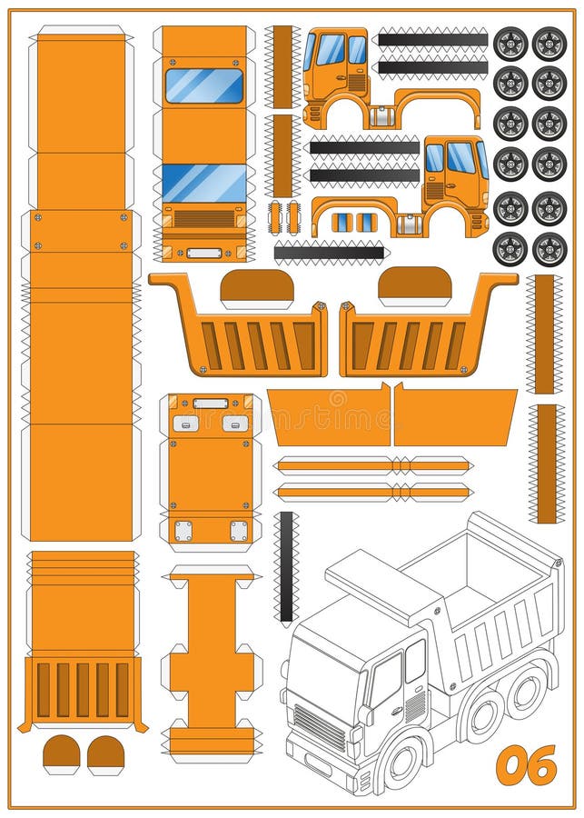 A set for making a paper model. Isolated on white background. Vector illustration. Paper model car vectors