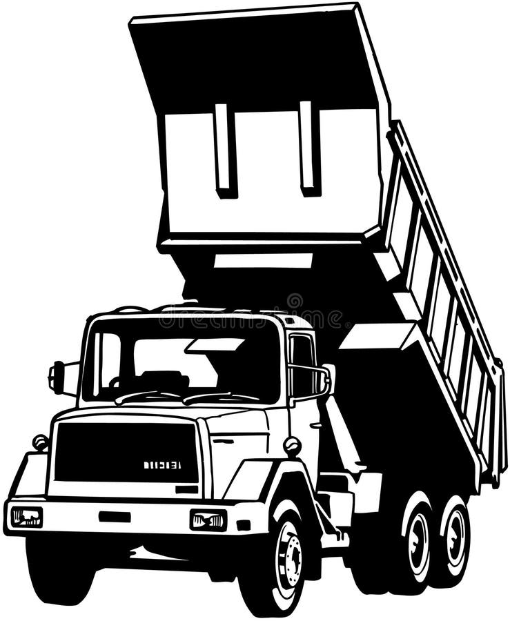 Clipart Dump Truck Drawing - Clipart of an orange dump truck emitting