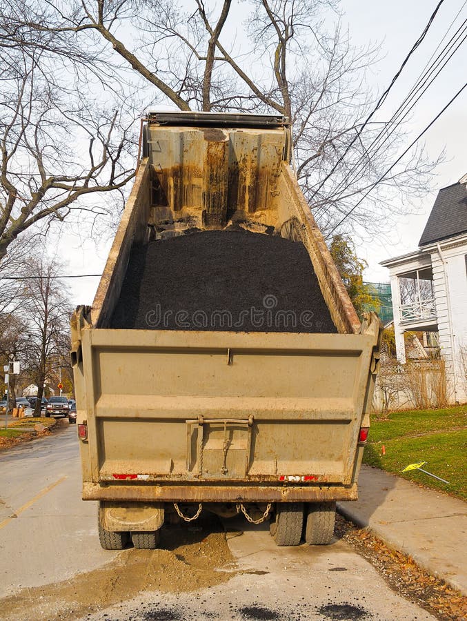 Dump Truck In Residential Street Stock Image Image of municipality, asphalt 17081795
