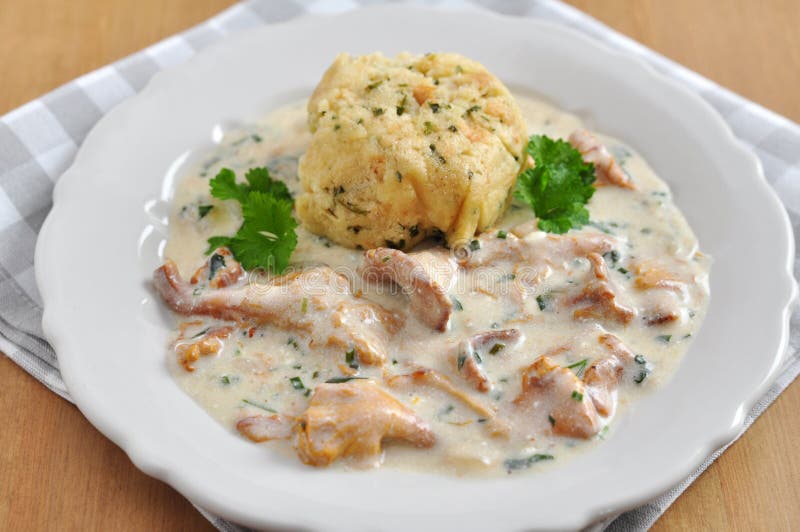 Dumplings with Chanterelle Mushroom Sauce Stock Photo Image of dish