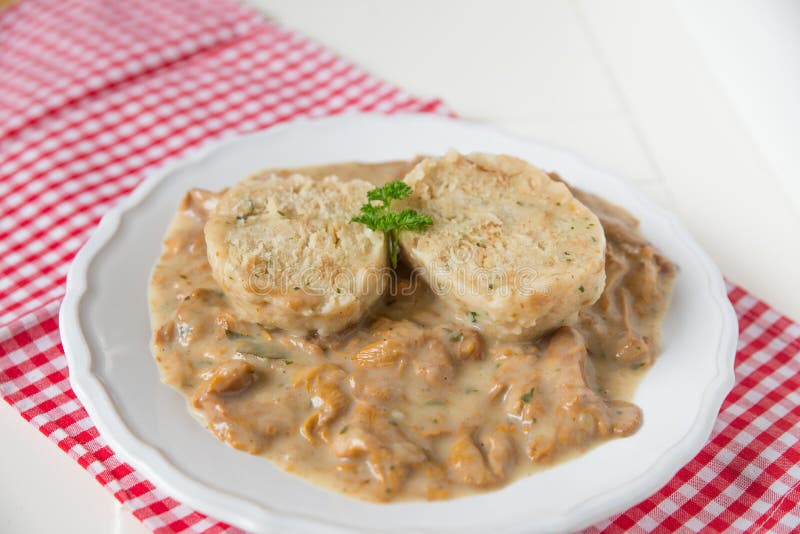 Dumplings with Chanterelle Mushroom Sauce Stock Photo Image of detail