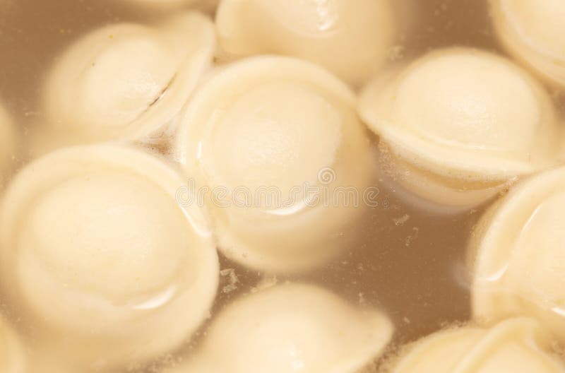 Dumplings Made from Dough and Meat are Boiled in Boiled Water. Stock