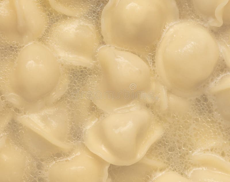 Dumplings Made from Dough and Meat are Boiled in Boiled Water. Stock