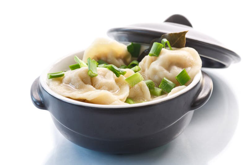 Dumplings with meat and broth