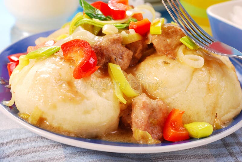 Dumplings with Meat and Vegetables Stock Image Image of warm, yeast