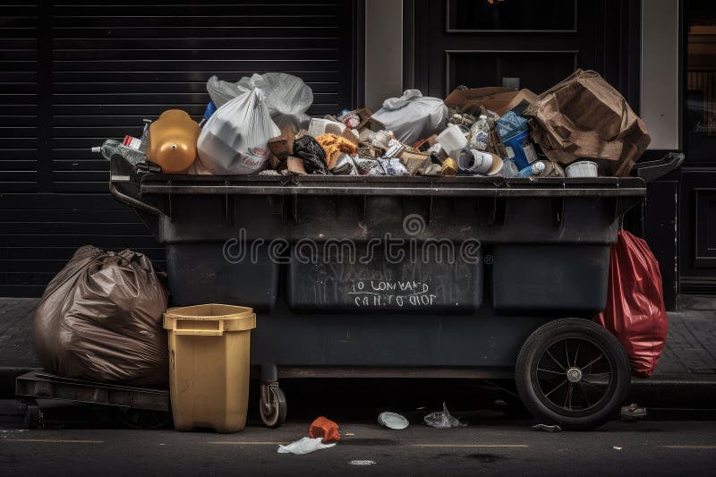 An Overflowing Dumpster in an Alley