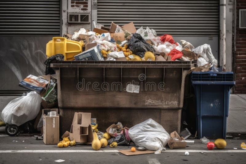 An Overflowing Dumpster in an Alley