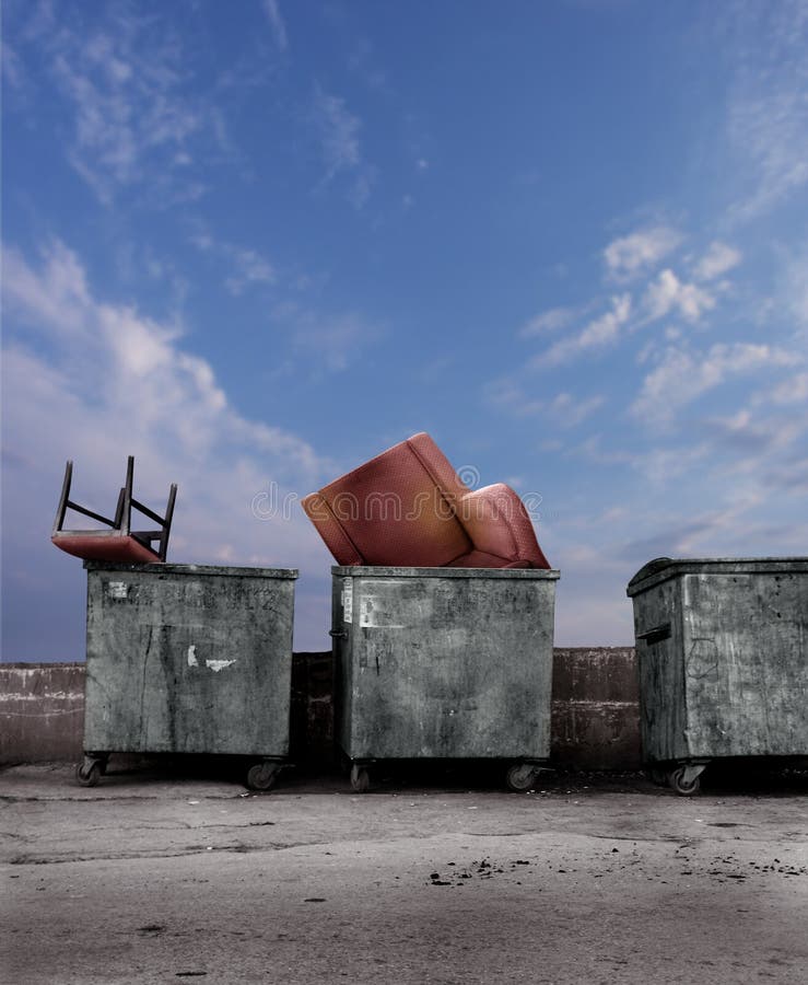 Dumpsters with Old Furniture Stock Image Image of dumping, dumpster