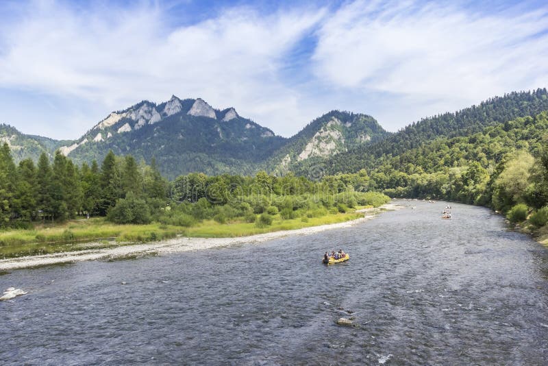 Dunajec river with surrounding mountains in Cerveny Klastor