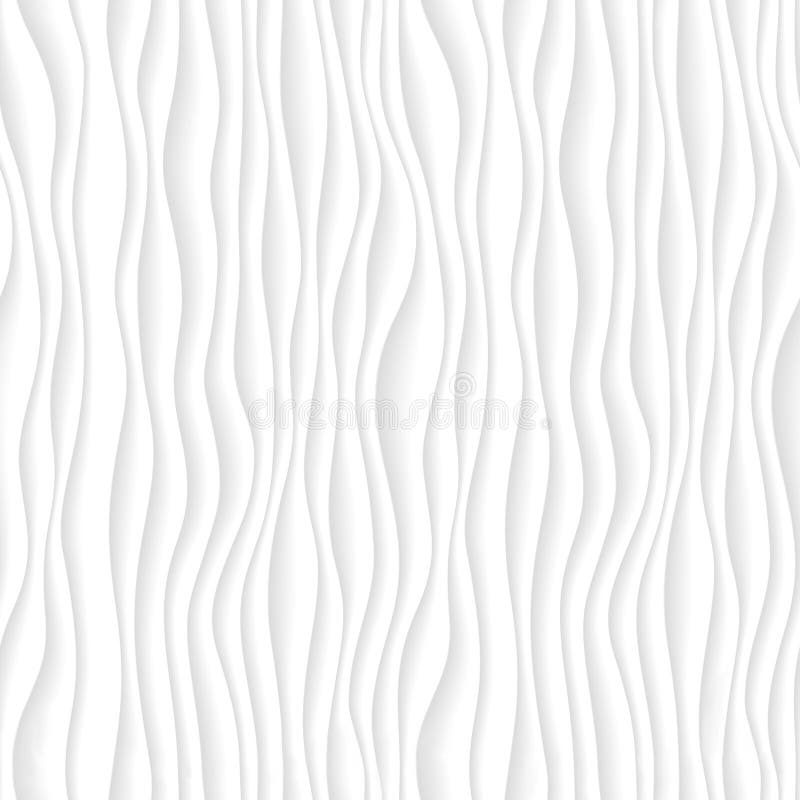 Wavy line tile, white seamless texture. Abstract background, wave pattern. 3d Illustration