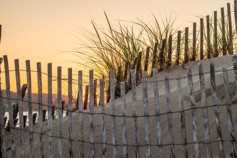 Dune fence stock photo. Image of fence, nature, sunset 96695348