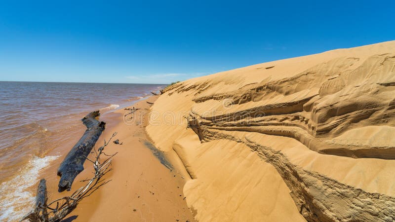 Dunes island `Las Dunas de San Cosme y Damian` in the middle of the Rio Parana near the city Encarnacion.