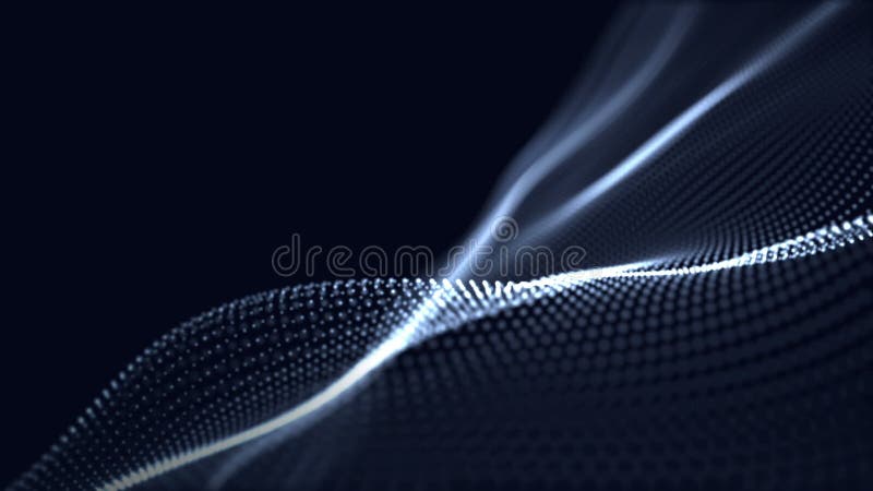 Dunkelblaue unscharfe Animation des Digital-Wellenhintergrundzusammenfassungs-Titels des Partikels nahtlos