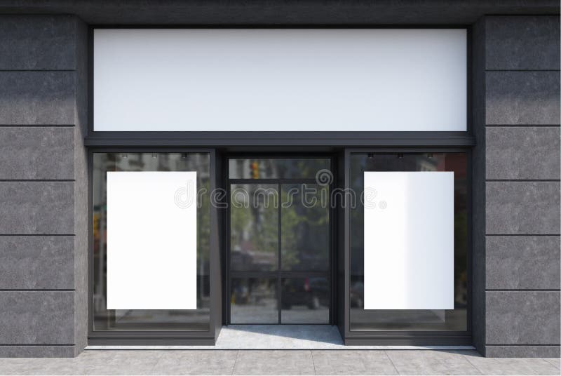 Dunkelgraue und weiße Caféfassade, zwei Poster vektor abbildung Dunkelgraue und weiße Caféfassade, zwei Poster vektor abbildung