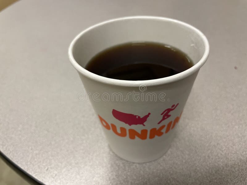 Dunkin Donuts Coffee on a Table Looking Down Editorial Image Image of