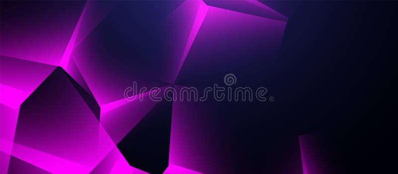 Dunkler abstrakter Hintergrund mit leuchtenden violetten polygonalen Formen lizenzfreie abbildung