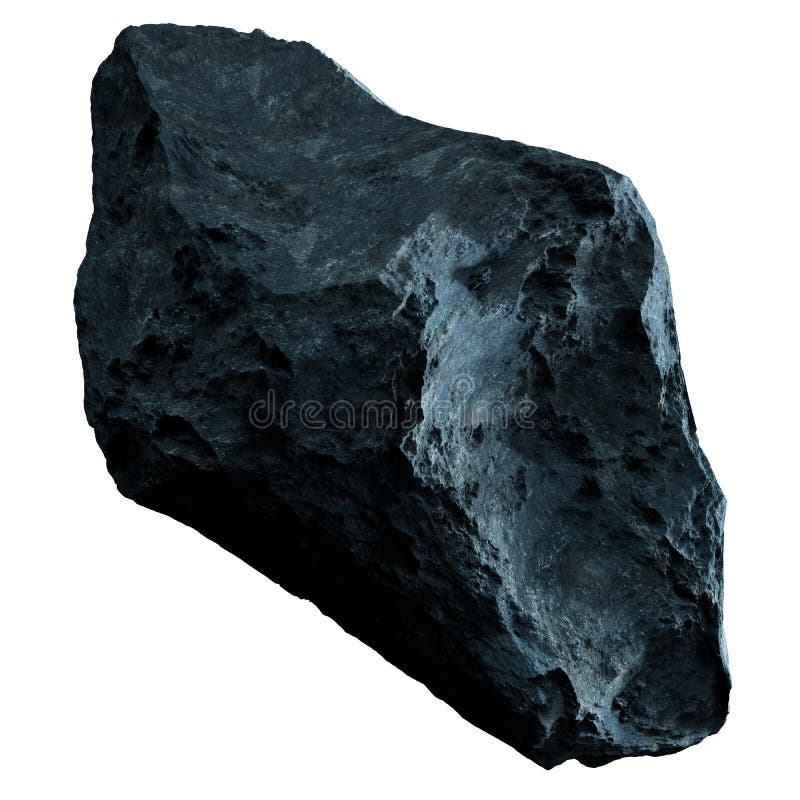 Dark rock asteroid isolated on white background 3D rendering. Dark rock asteroid isolated on white background 3D rendering