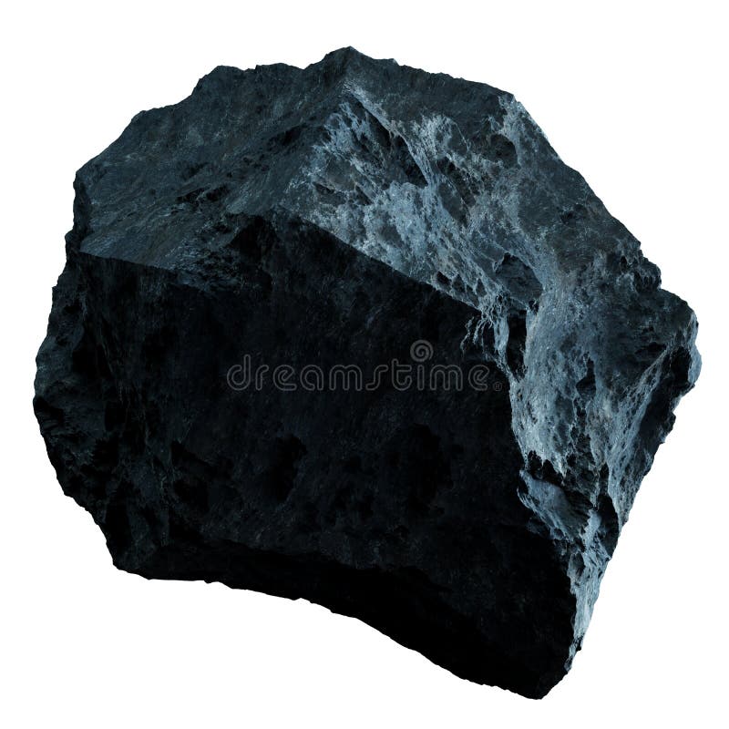 Dark rock asteroid isolated on white background 3D rendering. Dark rock asteroid isolated on white background 3D rendering